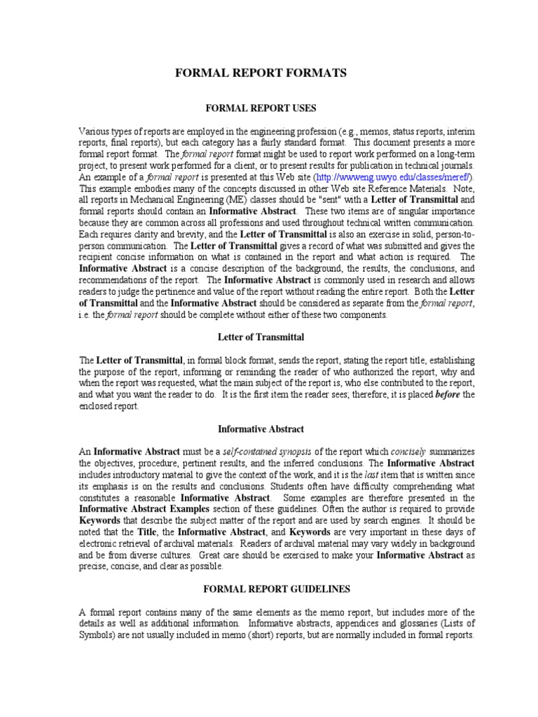 Long Report Format PDF | PDF
