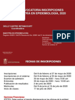 CONVOCATORIA INSCRIPCIONES MAESTRIA EN EPIDEMIOLOGÍA, 2020