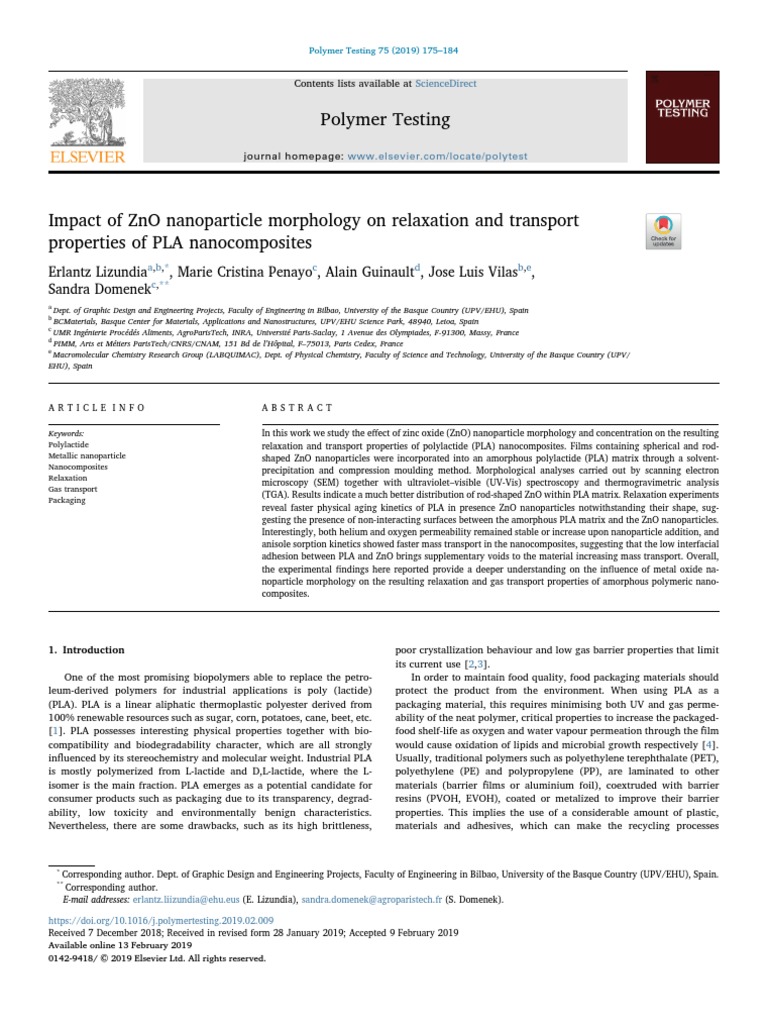 Impact of ZnO Nanoparticles Morphology On Relaxation and Transport ...