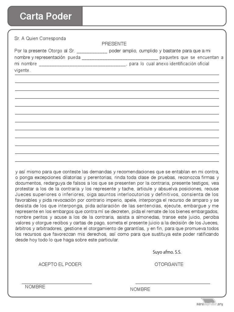 Modelo de Carta Poder Legal | PDF