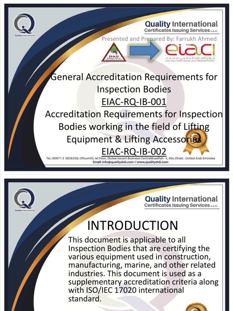 Requirements and Procedures for Inspection Bodies Certifying Lifting