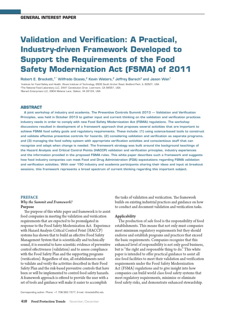 FSMA Validation and Verification Framework | PDF | Verification And ...
