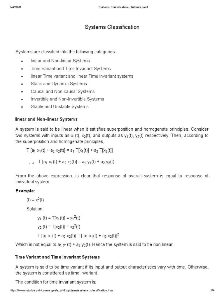 Systems Classification Tutorialspoint PDF System