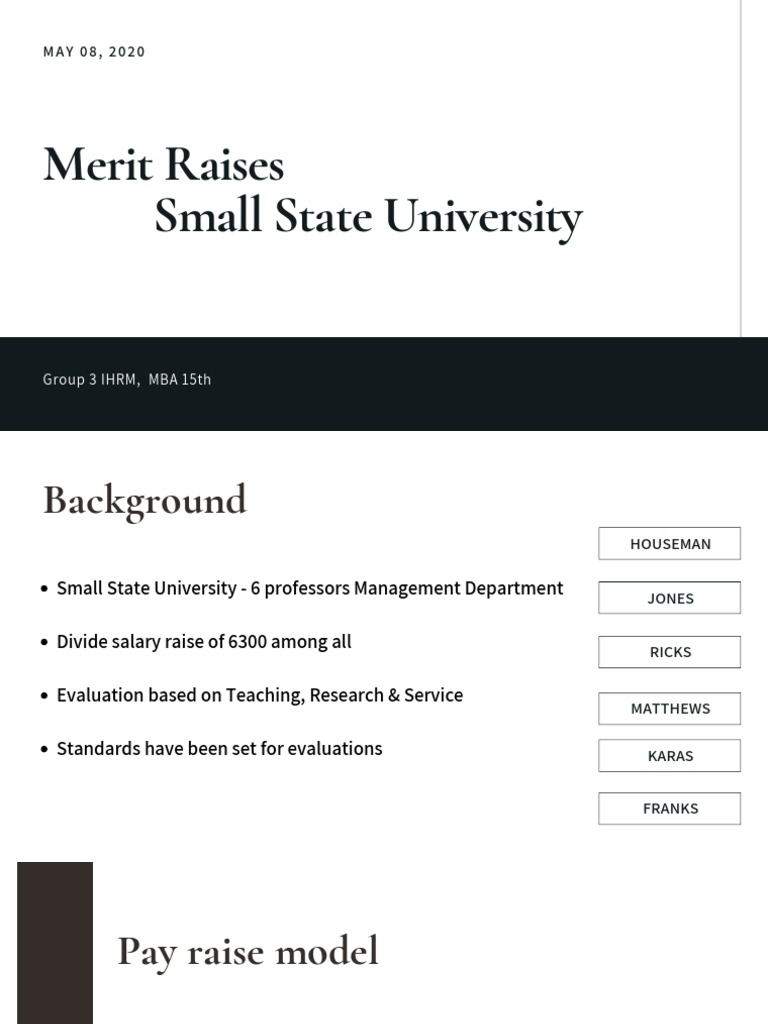 Merit Raises Small State University: Group 3 IHRM, MBA 15th | PDF