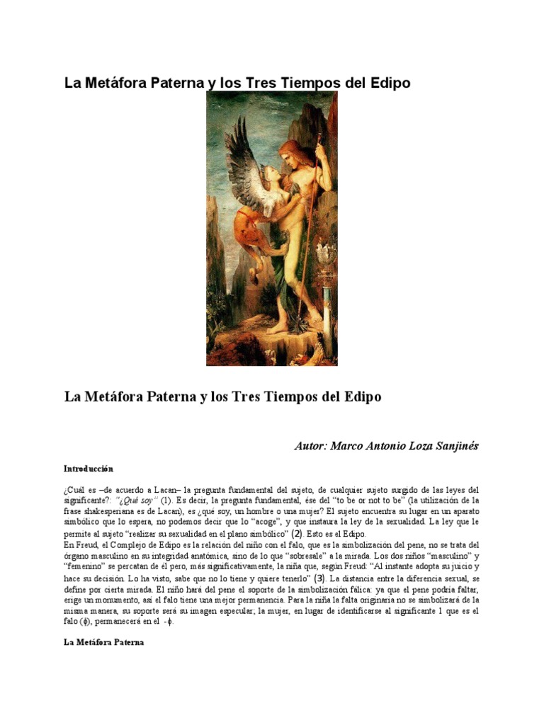 Metáfora Paterna y Edipo en Lacan | PDF | Complejo de Edipo | Jacques Lacan