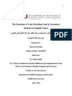 Shereen's Thesis - The Functions of Code Switching Used by Secondary Students in English Classes - June 2014 PDF