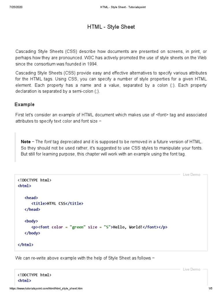 HTML - Style Sheet | PDF | Cascading Style Sheets | Html