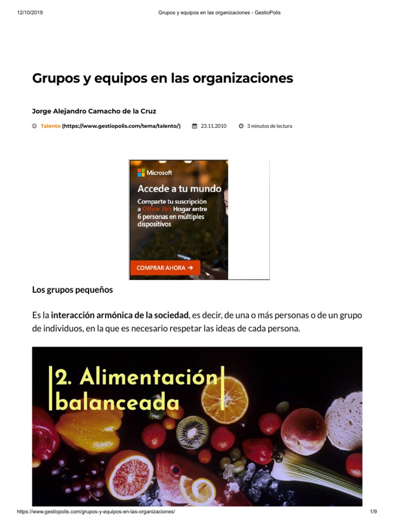 Grupos y Equipos en Las Organizaciones - GestioPolis | PDF ...