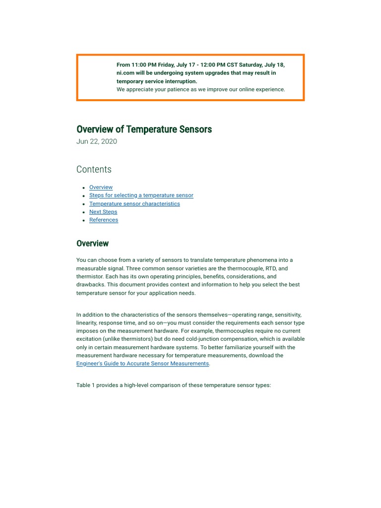 Selecting the Right Temperature Sensor | PDF | Thermocouple | Sensor