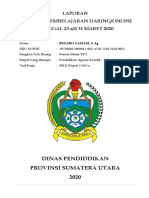 Dinas Pendiddikan Provinsi Sumatera Utara 2020: Laporan Kegiatan Pembelajaran Daring/Online TANGGAL 23 S/D 31 MARET 2020