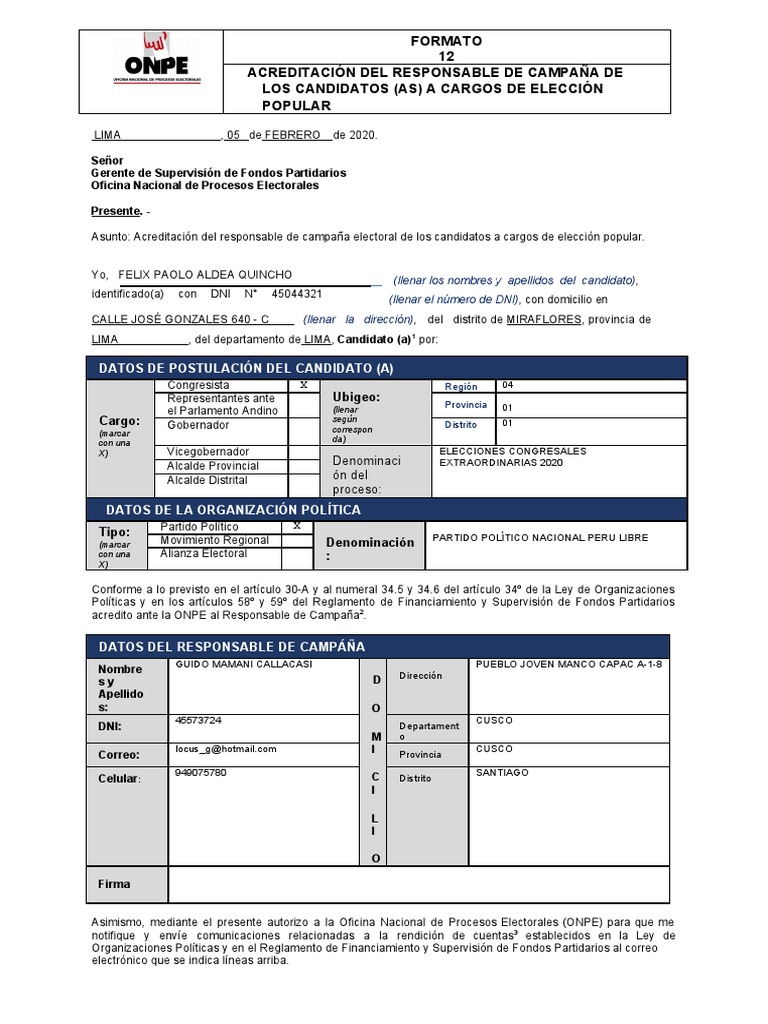 Formato 12 | PDF | Formas de gobierno | Responsabilidad