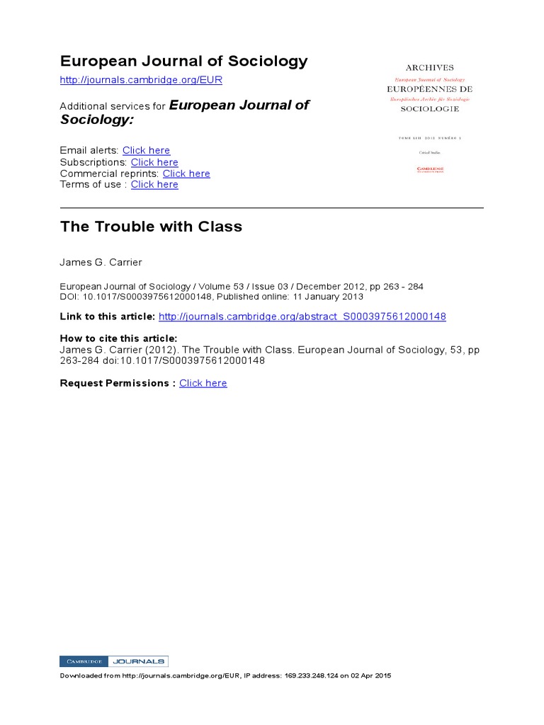 European journal of sociology pdf sociology marxism
