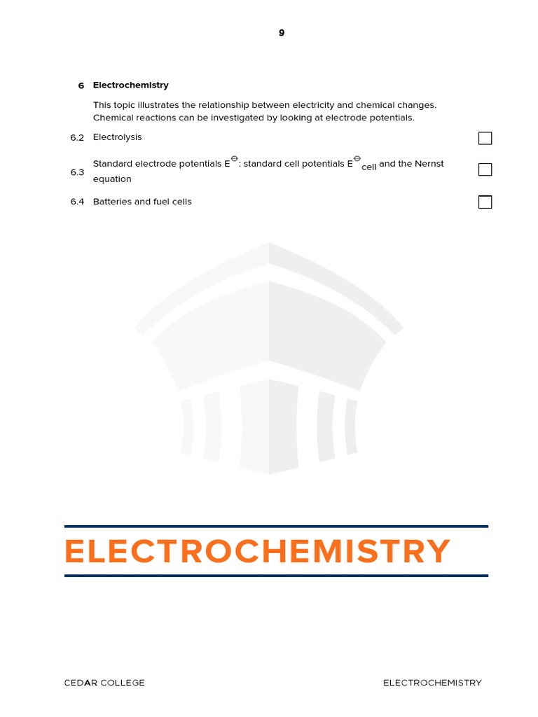 5 Electrochemistry Notes | PDF | Electrochemistry | Redox