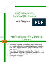 MIS710 Module 2a Complex SQL Queries: Arijit Sengupta