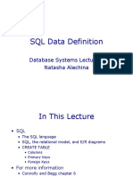 SQL Data Definition: Database Systems Lecture 5 Natasha Alechina