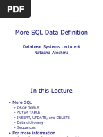 More SQL Data Definition: Database Systems Lecture 6 Natasha Alechina