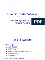 More SQL Data Definition: Database Systems Lecture 6 Natasha Alechina