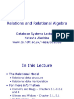 Relations and Relational Algebra: Database Systems Lecture 2 Natasha Alechina WWW - Cs.nott - Ac.uk/ nza/G51DBS