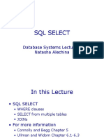 SQL Select: Database Systems Lecture 7 Natasha Alechina