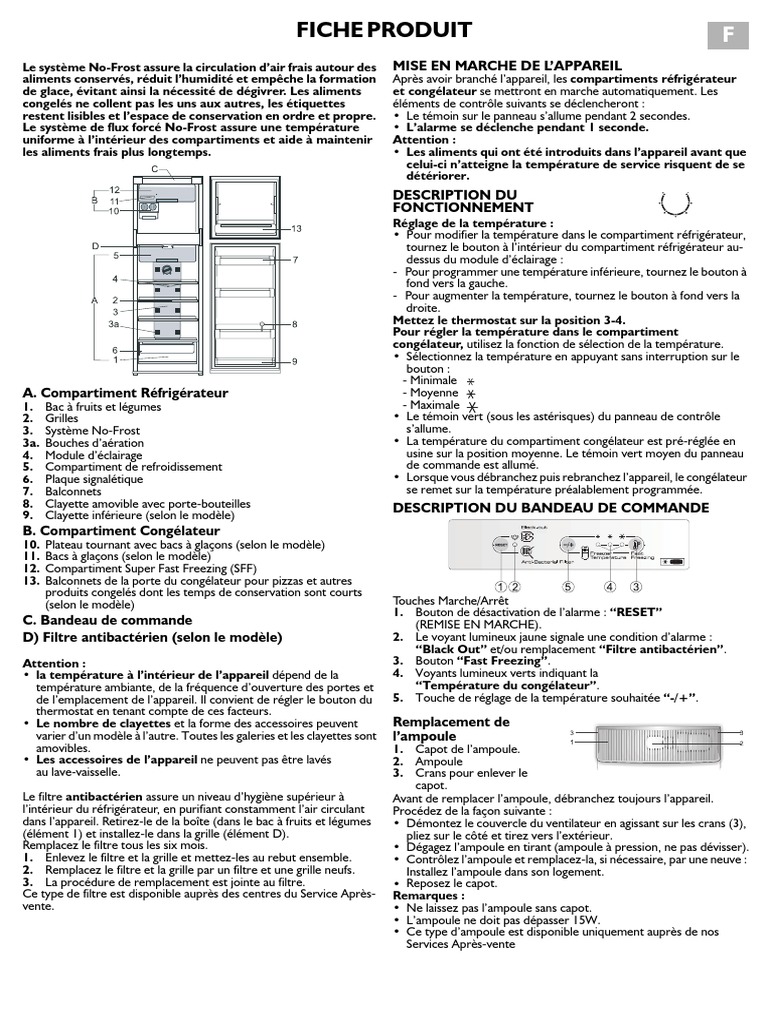 Réglage du Frigo Whirlpool NoFrost PDF Réfrigérateur La nature — free download