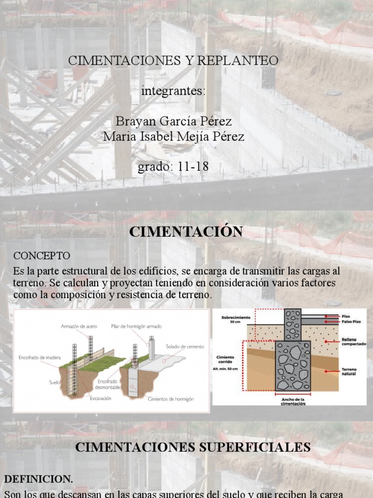 Cimentaciones y Replanteo | PDF | Fundación (Ingeniería) | Ingeniero civil