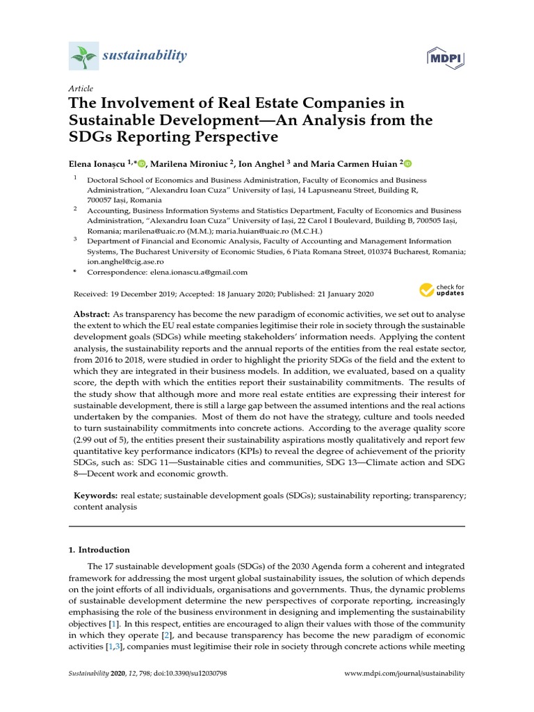 The Involvement of Real Estate Companies in Sustainable Development-An ...