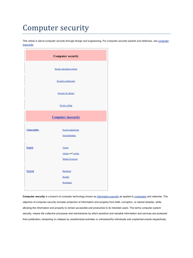 C Is A Branch of Computer Technology Known As: Information Security ...