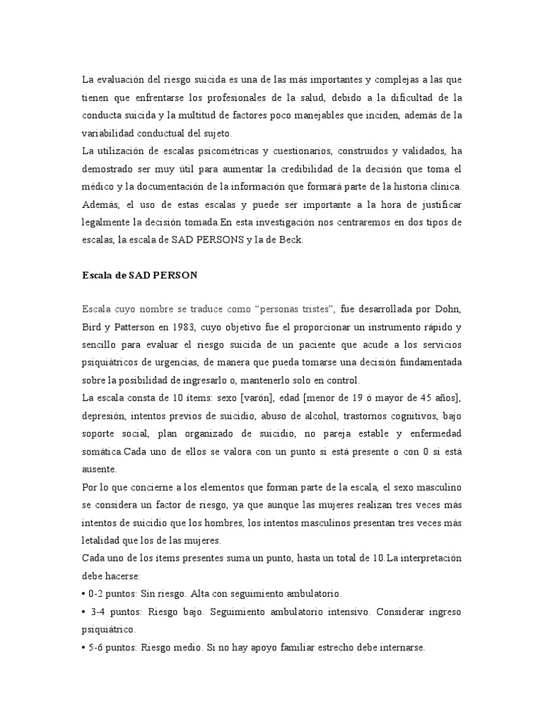 Sad Persons Escala – Questionnaire Sad Persons – FPYK