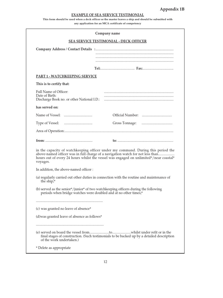 Sea Service Testimonial PDF Ships Navies