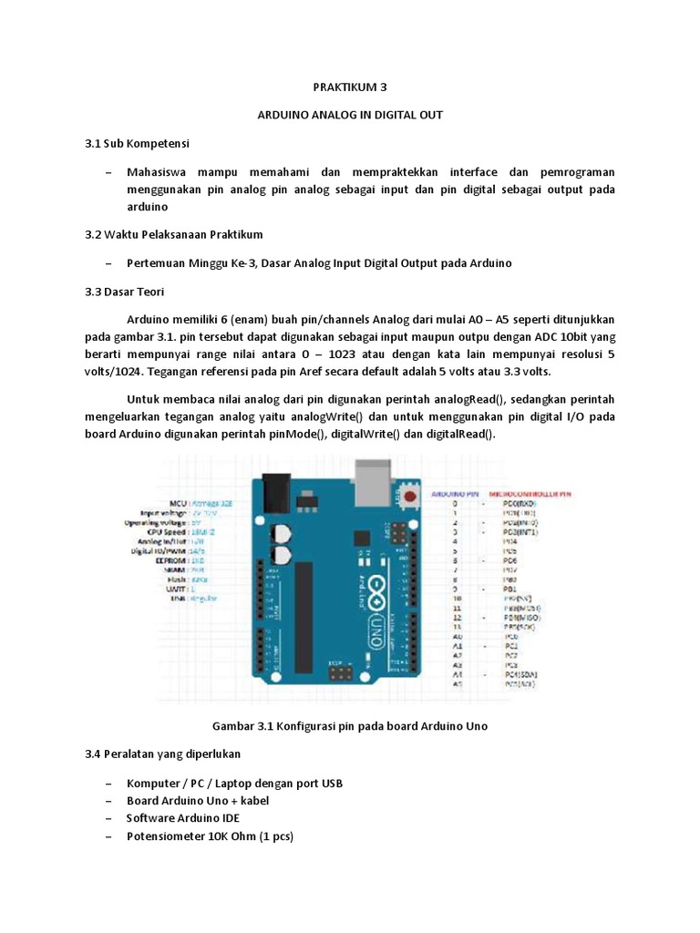Praktikum 3 - Analog IN Digital OUT | PDF