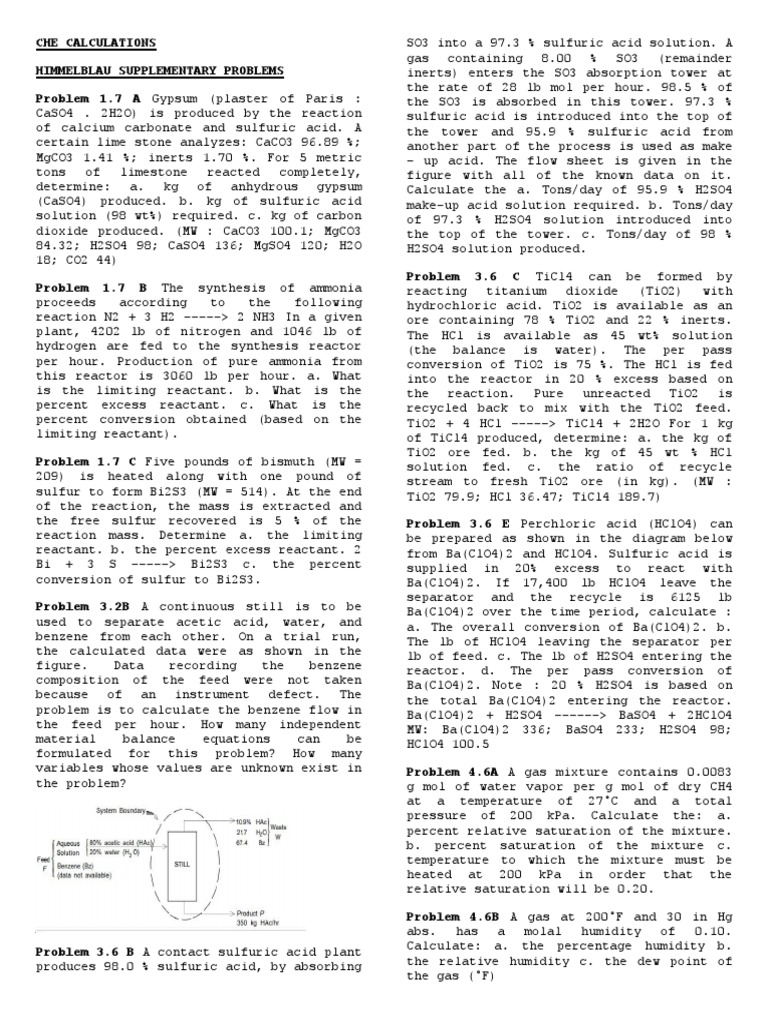Chemical Reaction Calculations Guide | PDF | Distillation | Evaporation