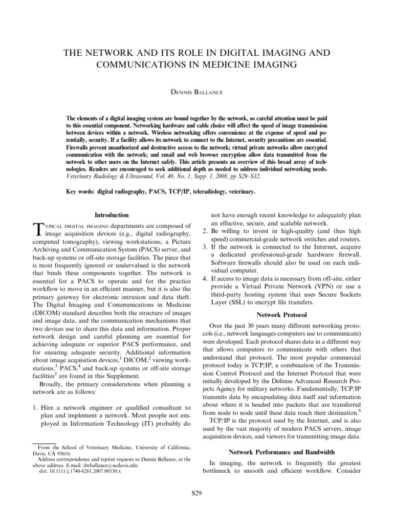 The Network and Its Role in Digital Imaging and Communications in