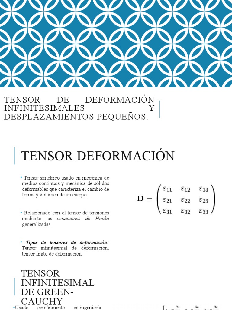Tensor de Deformación para Deformaciones Infinitesimales y