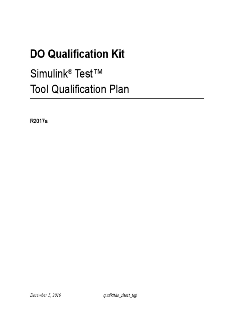 DO Qualification Kit Simulink Test™ Tool Qualification Plan PDF
