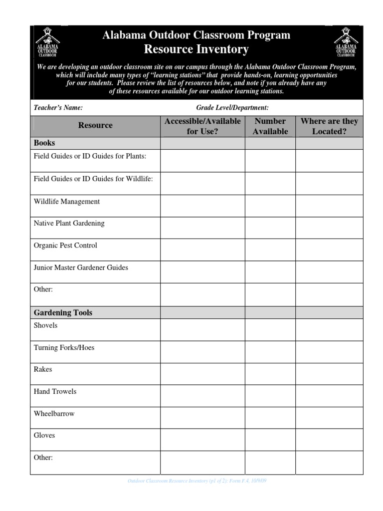 Alabama Outdoor Classroom Resources Inventory | PDF | Foreign Language ...