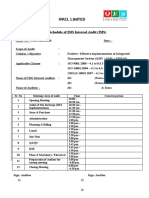 IMS Internal Audit Schedule