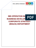 Ims Operation Manual Business Development & Corporate Strategy (BD&CS) Department