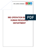 Ims Operation Manual Human Resource Department: Ivrcl Limited, Hyderabad