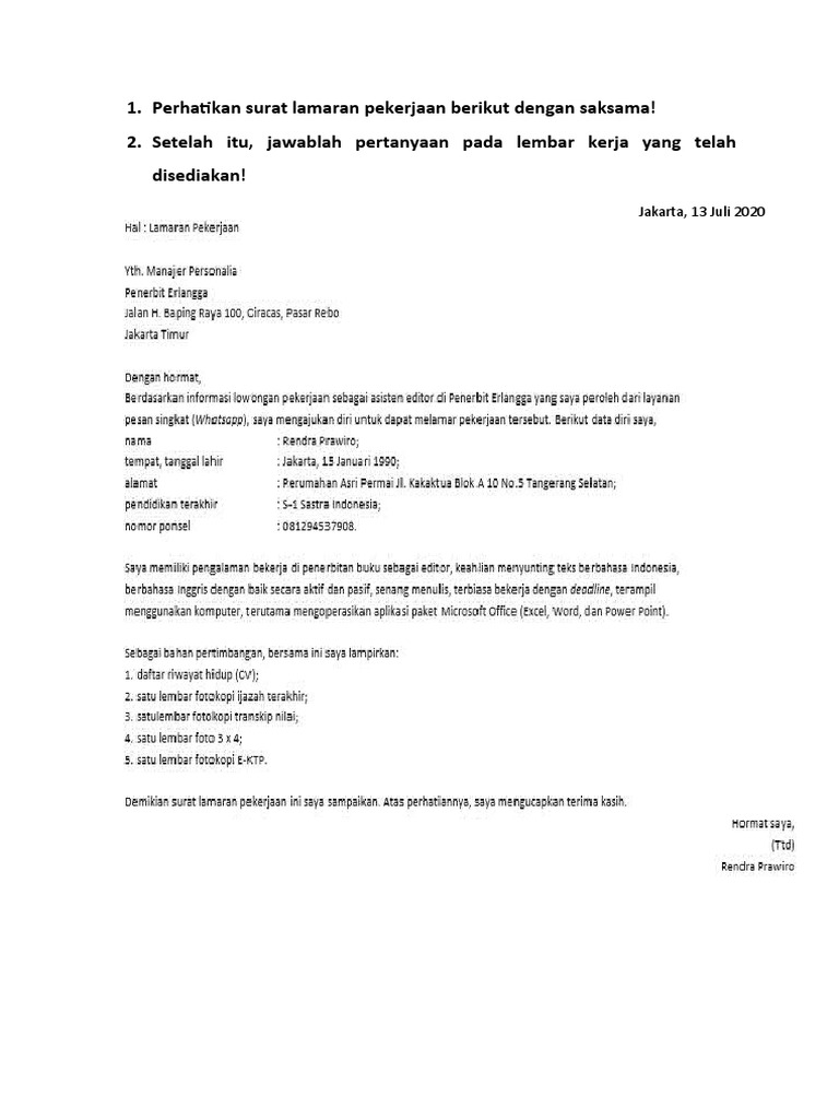 Download 62+ Contoh Surat Lamaran Kerja Editor Terbaru Gratis