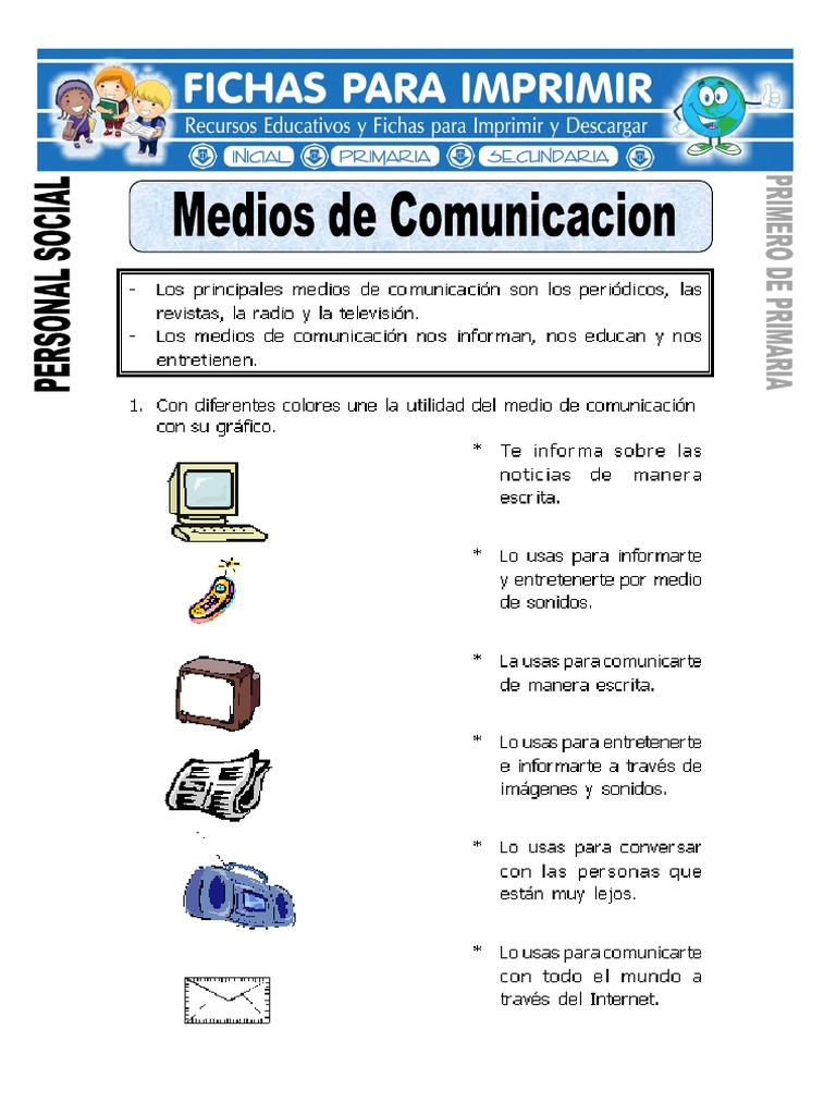 Ficha De Medios De Comunicacion Para Primero De Primaria Doc