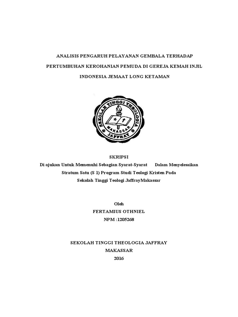Analisis Pengaruh Pelayanan Gembala Terh Pdf