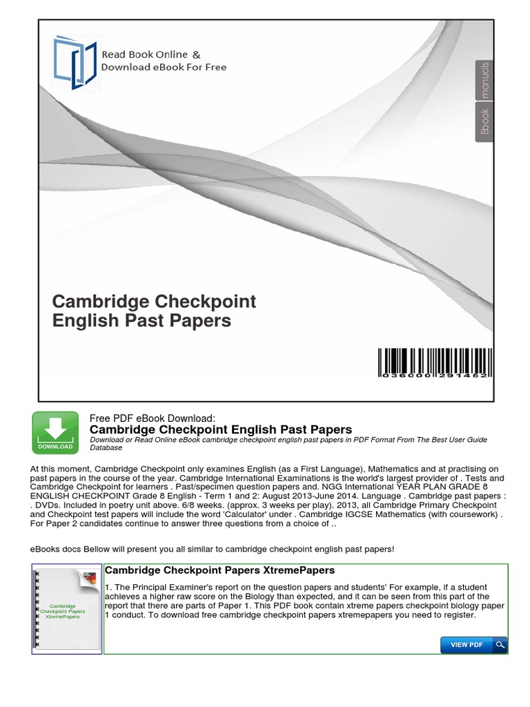 Cambridge Checkpoint English Past Papers | PDF | Test (Assessment ...