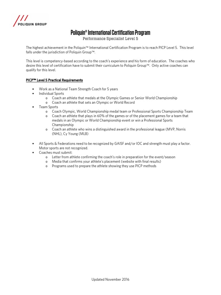Picp Level 5 Outline 2016-17 PDF | PDF