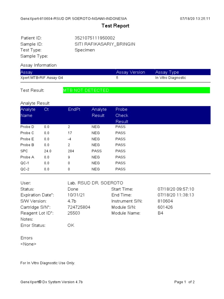 Test Report: Assay Assay Version Assay Type | PDF | Technology ...