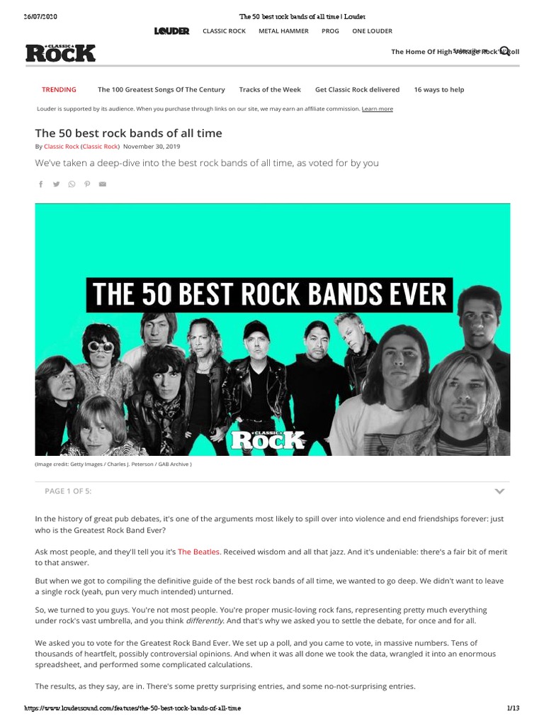 The 50 Best Rock Bands of All Time - Louder | PDF | Rock Music | Musicians