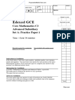 Practice Paper A2 QP - C3 Edexcel