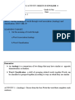 Learning activity sheets in English