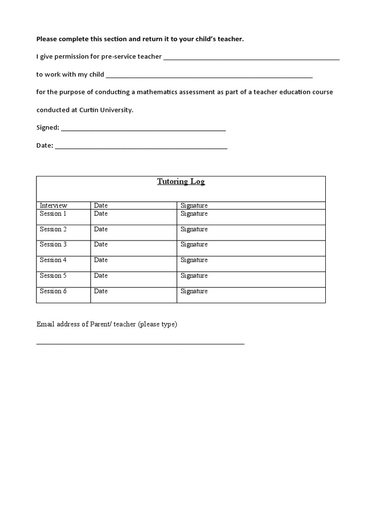 Please Complete This Section and Return It To Your Child | PDF
