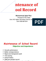 Maintenance of SCHOOL RECORD