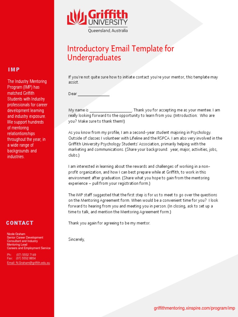 Introductory Email For Undegrads Updated | PDF